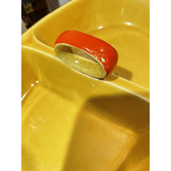 Vintage Georges Briard 2 Section Divided Dish Plate Hand Painted Yellow MCM - Picture 3 of 6
